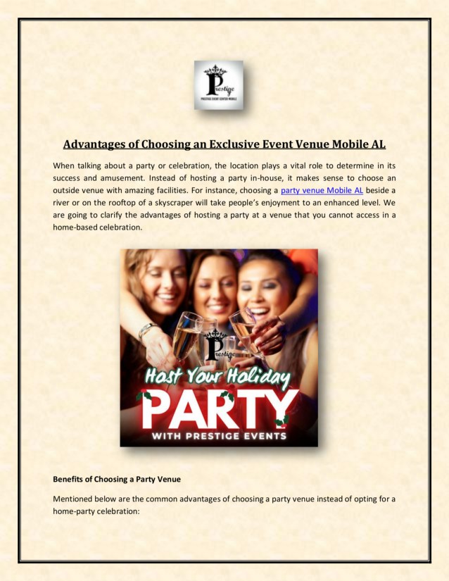 Advantages of Choosing an Exclusive Event Venue Mobile AL