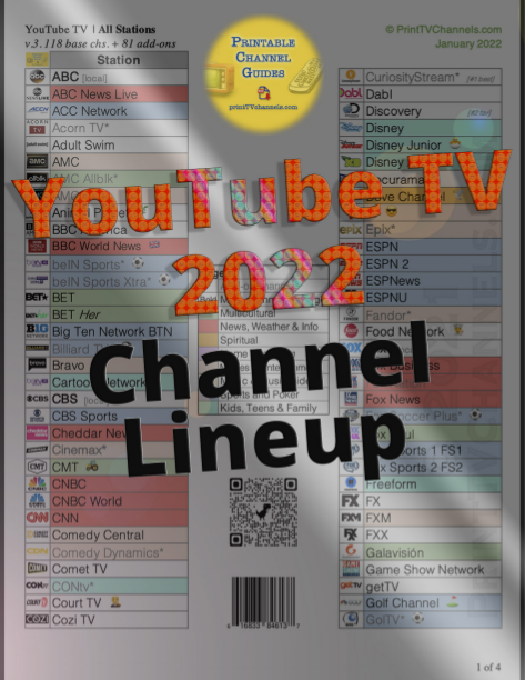 edocr - Printable YouTube TV Channels Guide 2022 | YTTV Channel Lineup
